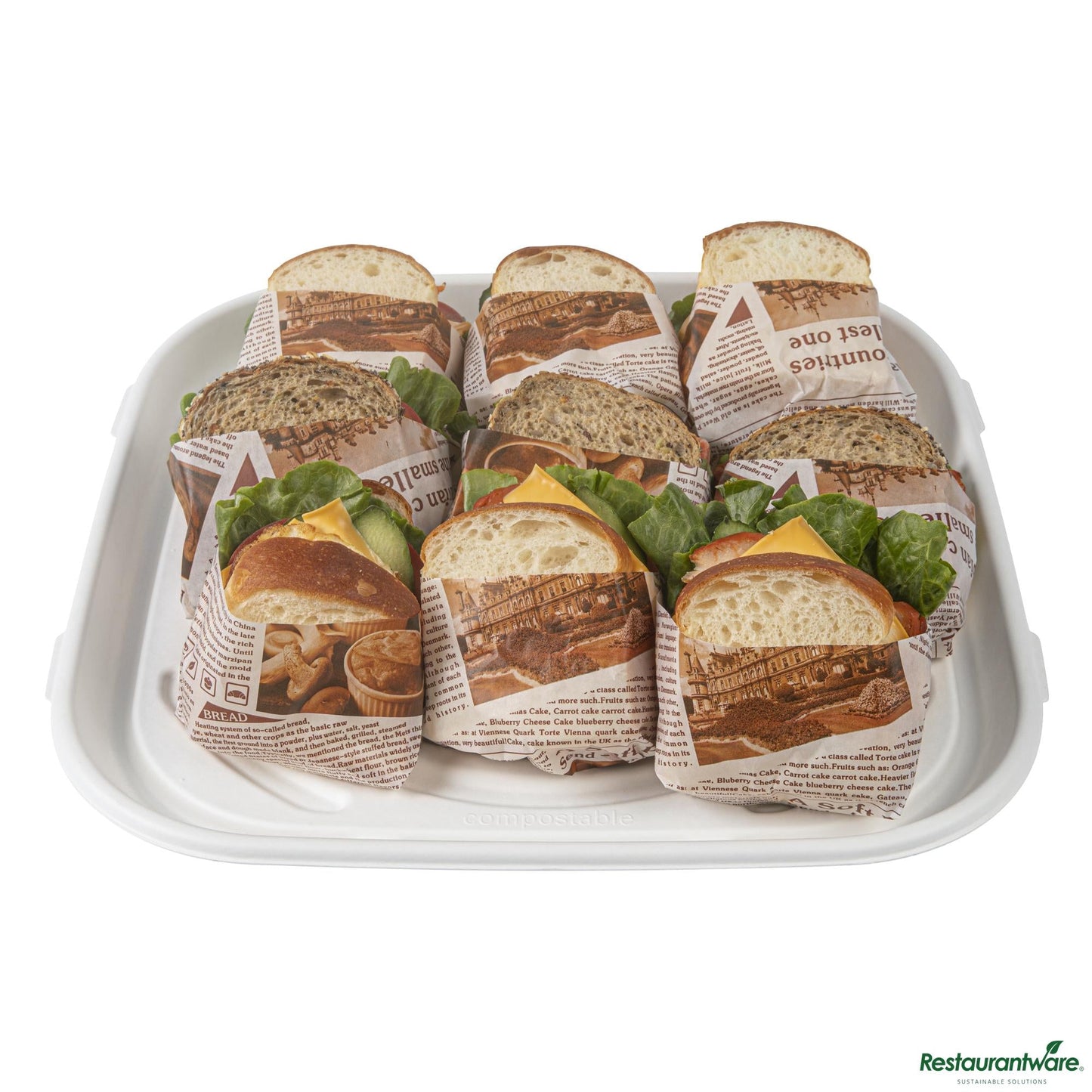 Wholesale Restaurantware Pulp Safe No Pfas Added Square White Sugarcane / Bagasse Tray - Home Compostable - 16" X 16"- Bulk