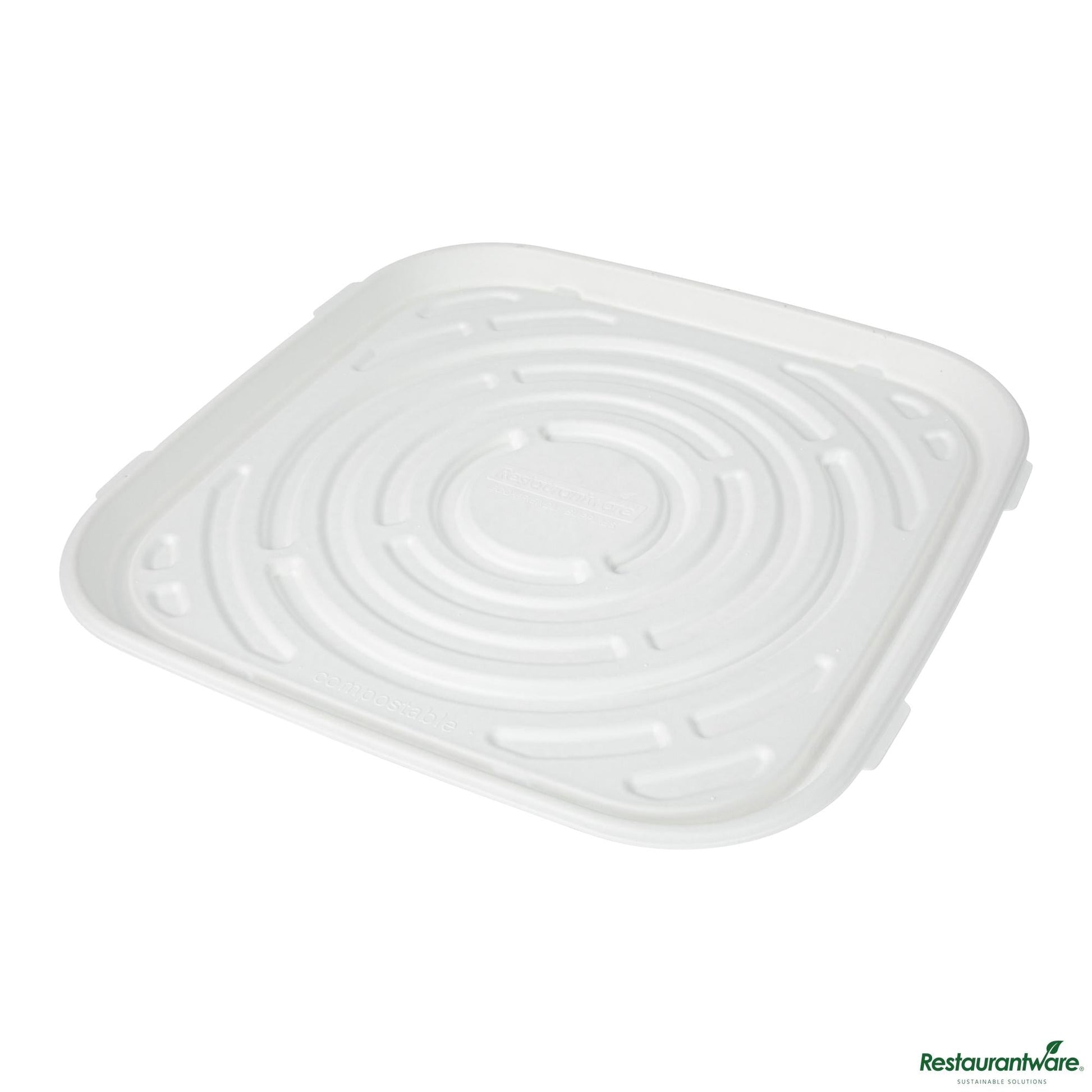 Wholesale Restaurantware Pulp Safe No Pfas Added Square White Sugarcane / Bagasse Tray - Home Compostable - 18" X 18"- Bulk