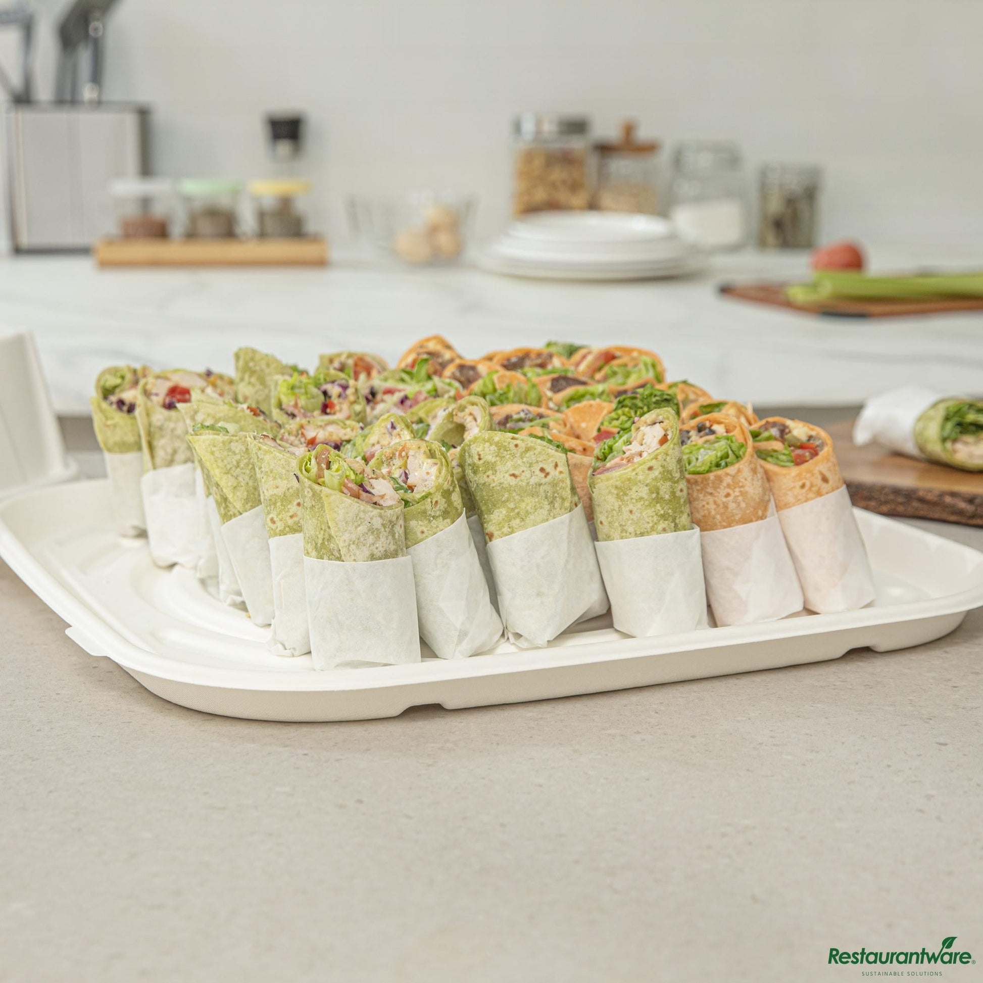 Wholesale Restaurantware Pulp Safe No Pfas Added Square White Sugarcane / Bagasse Tray - Home Compostable - 18" X 18"- Bulk