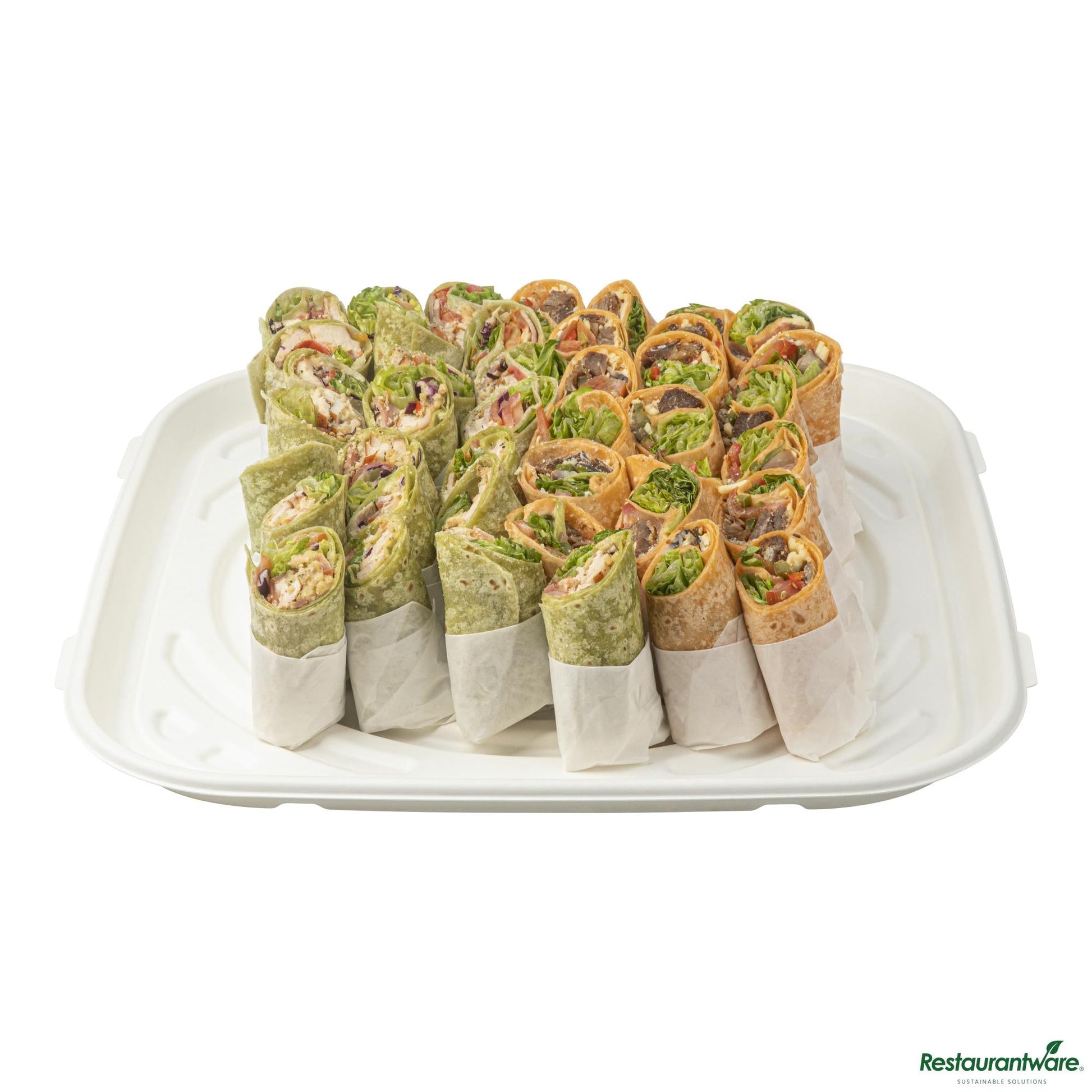 Wholesale Restaurantware Pulp Safe No Pfas Added Square White Sugarcane / Bagasse Tray - Home Compostable - 18" X 18"- Bulk