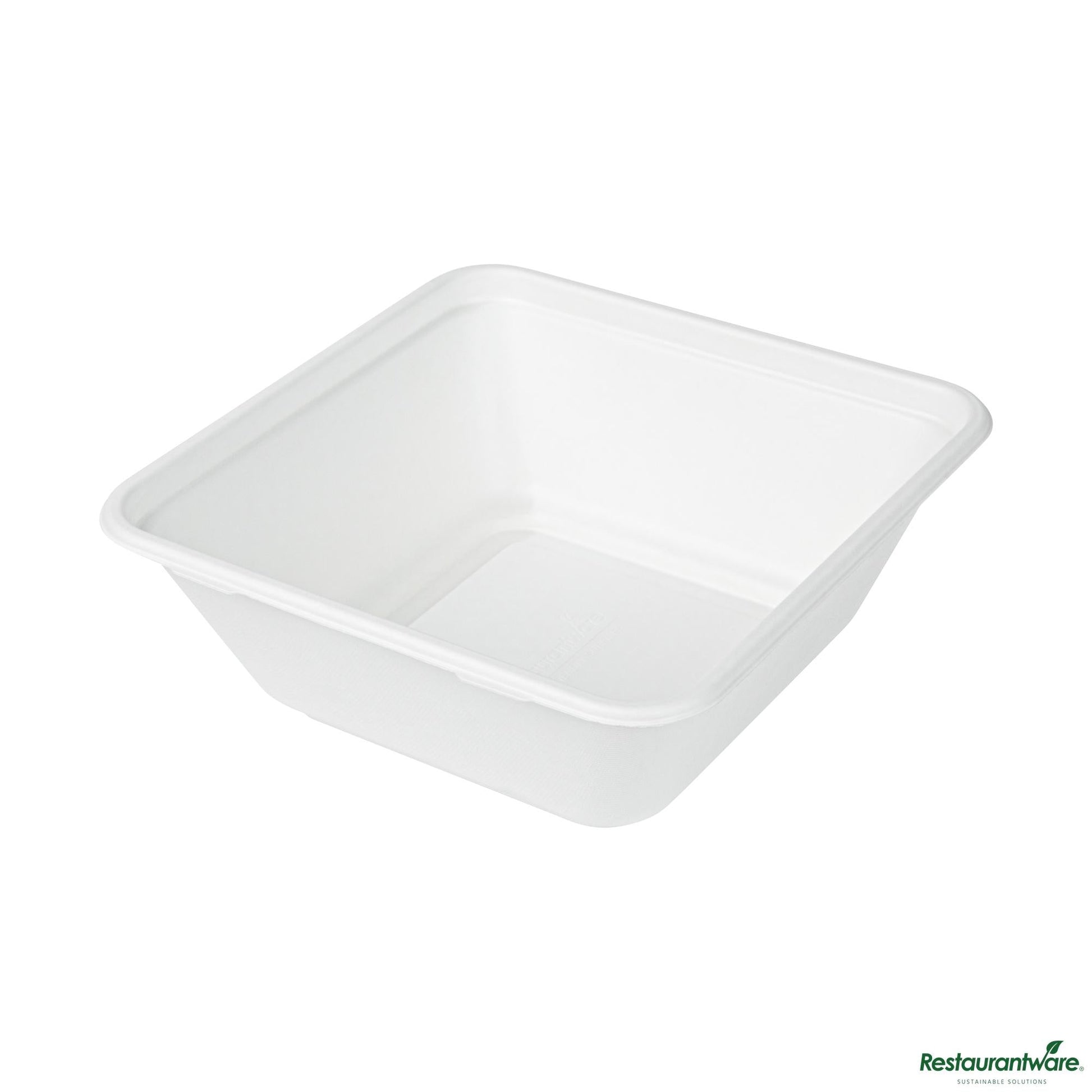 Wholesale Restaurantware Pulp Safe No Pfas Added 128 Oz Square White Sugarcane / Bagasse Serving Bowl - Home Compostable - 10" X 10" X 3 3/4"- Bulk