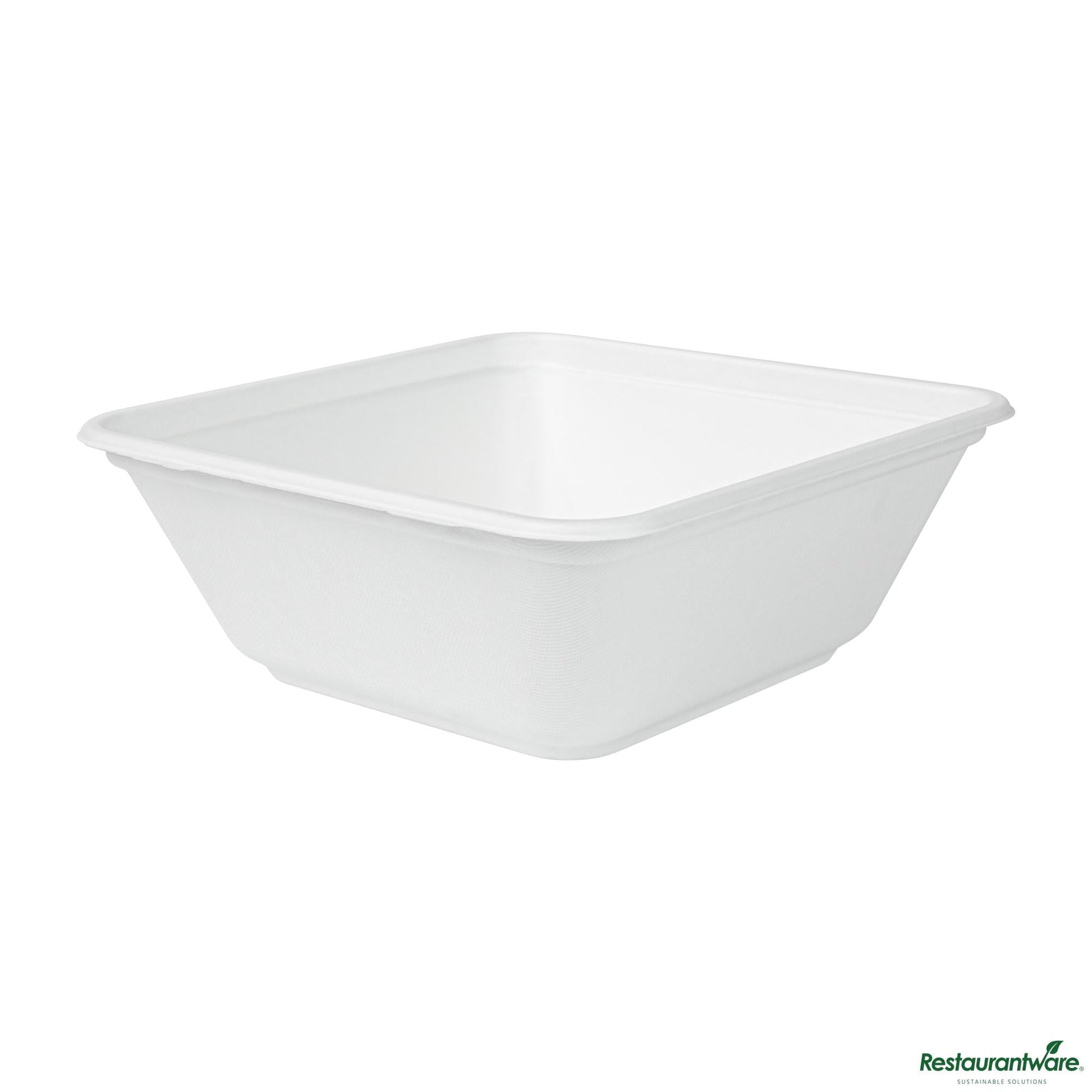 Wholesale Restaurantware Pulp Safe No Pfas Added 128 Oz Square White Sugarcane / Bagasse Serving Bowl - Home Compostable - 10" X 10" X 3 3/4"- Bulk