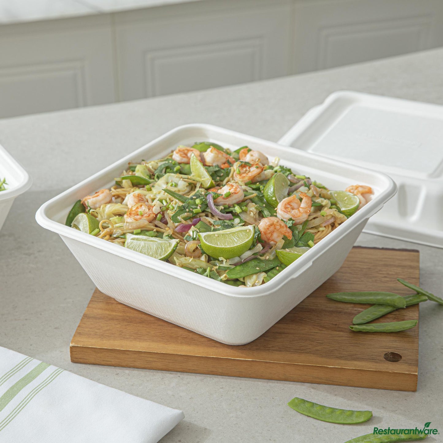 Wholesale Restaurantware Pulp Safe No Pfas Added 128 Oz Square White Sugarcane / Bagasse Serving Bowl - Home Compostable - 10" X 10" X 3 3/4"- Bulk