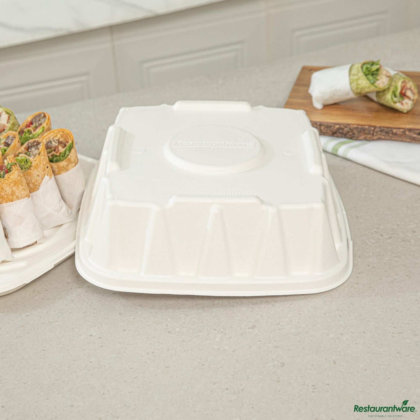 Wholesale Restaurantware Pulp Safe No Pfas Added Square White Sugarcane/bagasse Tray Lid - Home Compostable, Fits 12"- Bulk