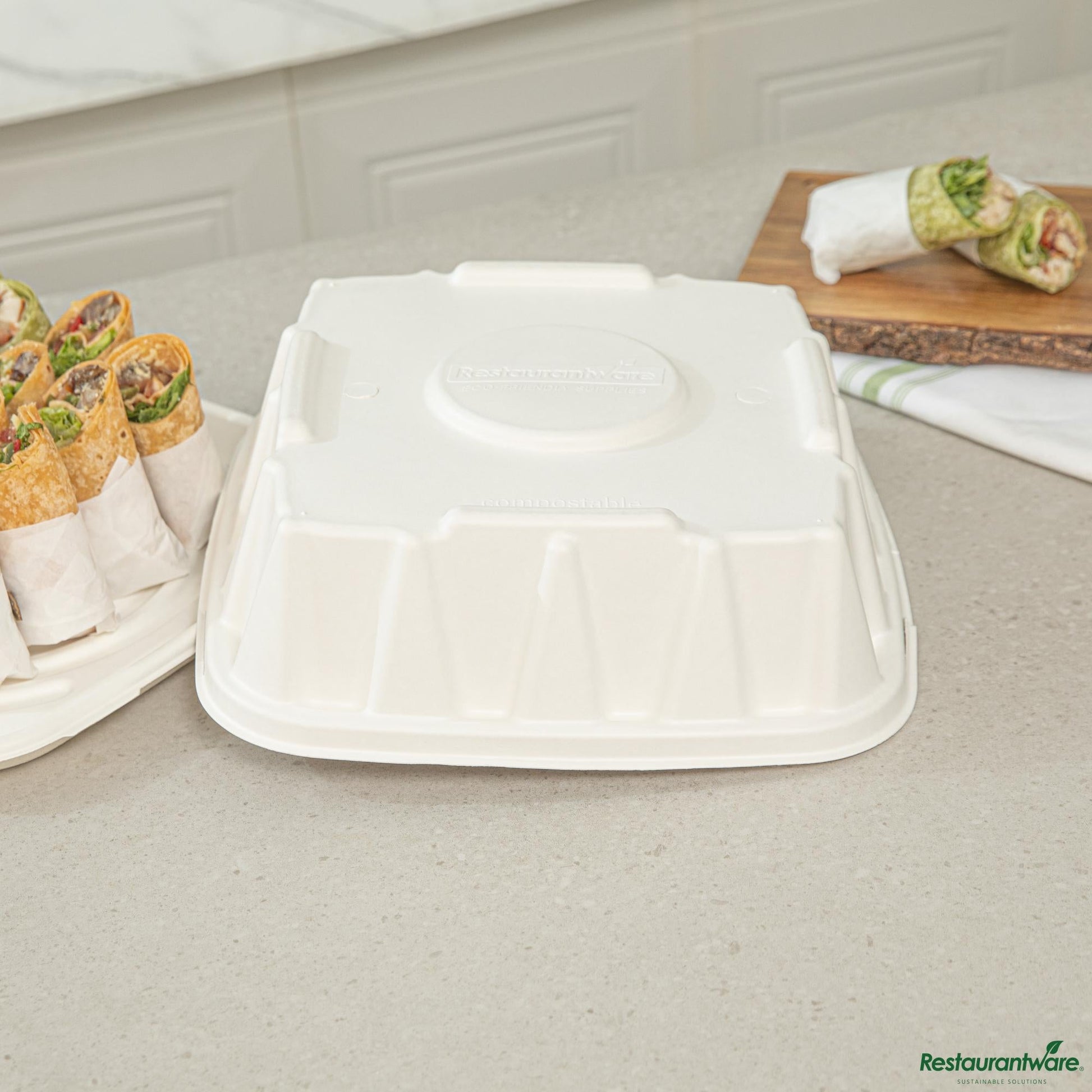 Wholesale Restaurantware Pulp Safe No Pfas Added Square White Sugarcane/bagasse Tray Lid - Home Compostable, Fits 12"- Bulk