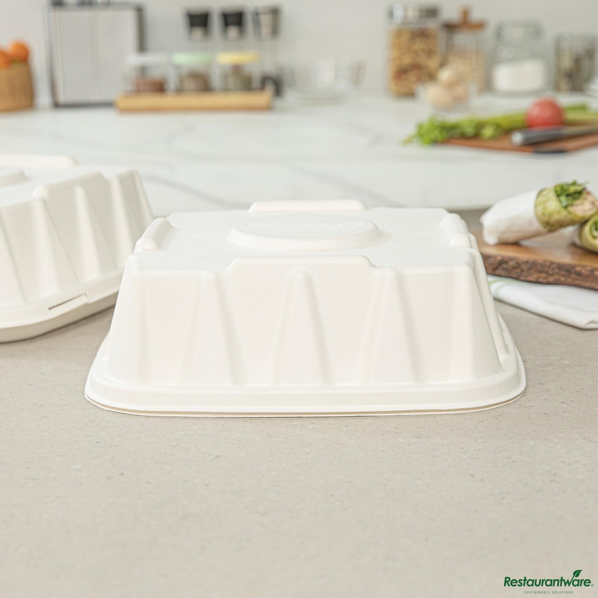 Wholesale Restaurantware Pulp Safe No Pfas Added Square White Sugarcane/bagasse Tray Lid - Home Compostable, Fits 12"- Bulk