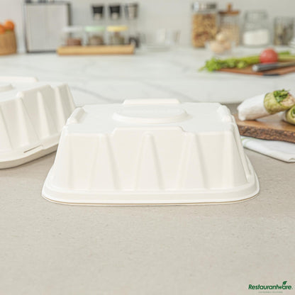 Wholesale Restaurantware Pulp Safe No Pfas Added Square White Sugarcane/bagasse Tray Lid - Home Compostable, Fits 12"- Bulk