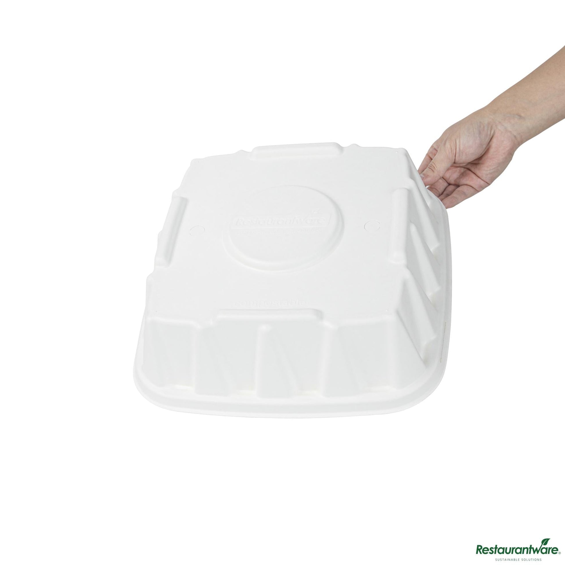 Wholesale Restaurantware Pulp Safe No Pfas Added Square White Sugarcane/bagasse Tray Lid - Home Compostable, Fits 12"- Bulk