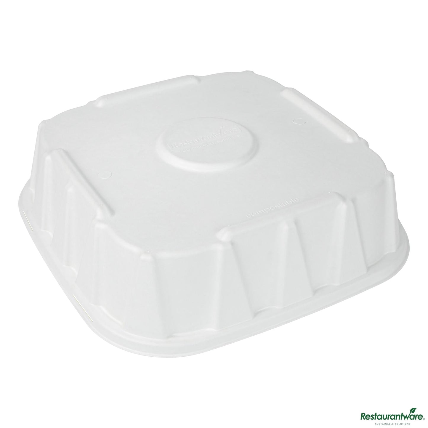 Wholesale Restaurantware Pulp Safe No Pfas Added Square White Sugarcane / Bagasse Tray Lid - Home Compostable, Fits 16"- Bulk