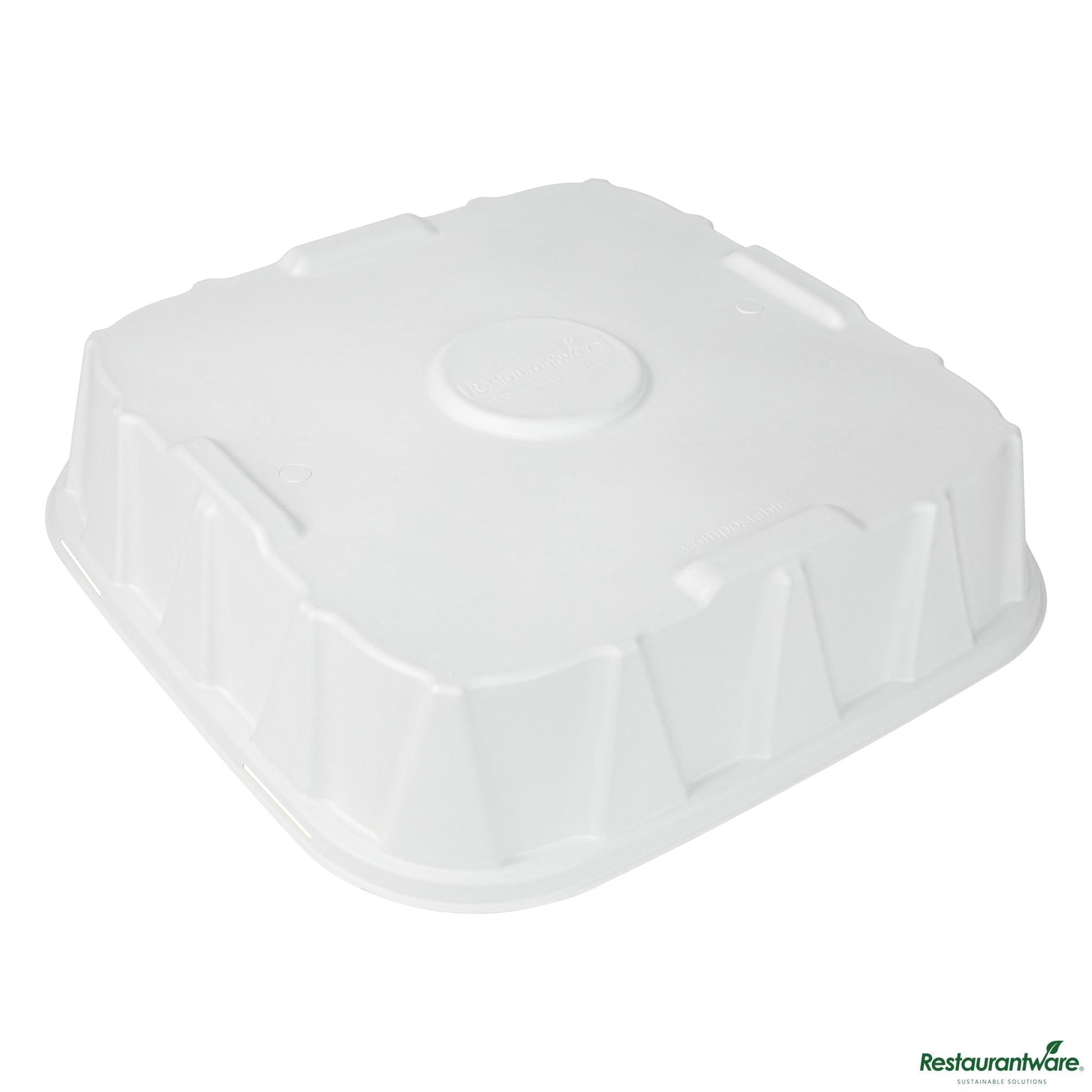 Wholesale Restaurantware Pulp Safe No Pfas Added Square White Sugarcane / Bagasse Tray Lid - Home Compostable, Fits 18"- Bulk