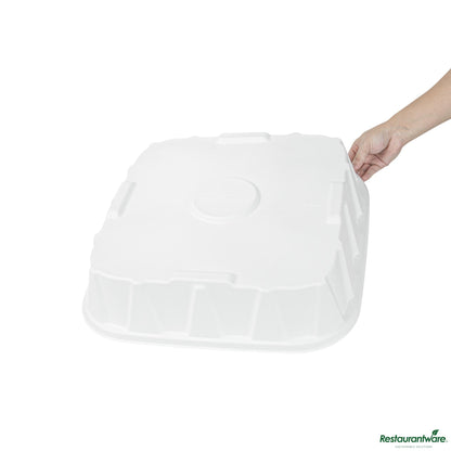 Wholesale Restaurantware Pulp Safe No Pfas Added Square White Sugarcane / Bagasse Tray Lid - Home Compostable, Fits 18"- Bulk
