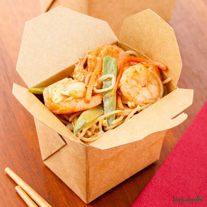 Wholesale Restaurantware Bio Tek 8 Oz Square Kraft Paper Microwavable Noodle Take Out Container - 2 3/4" X 2 1/4" X 2 1/2"- Bulk