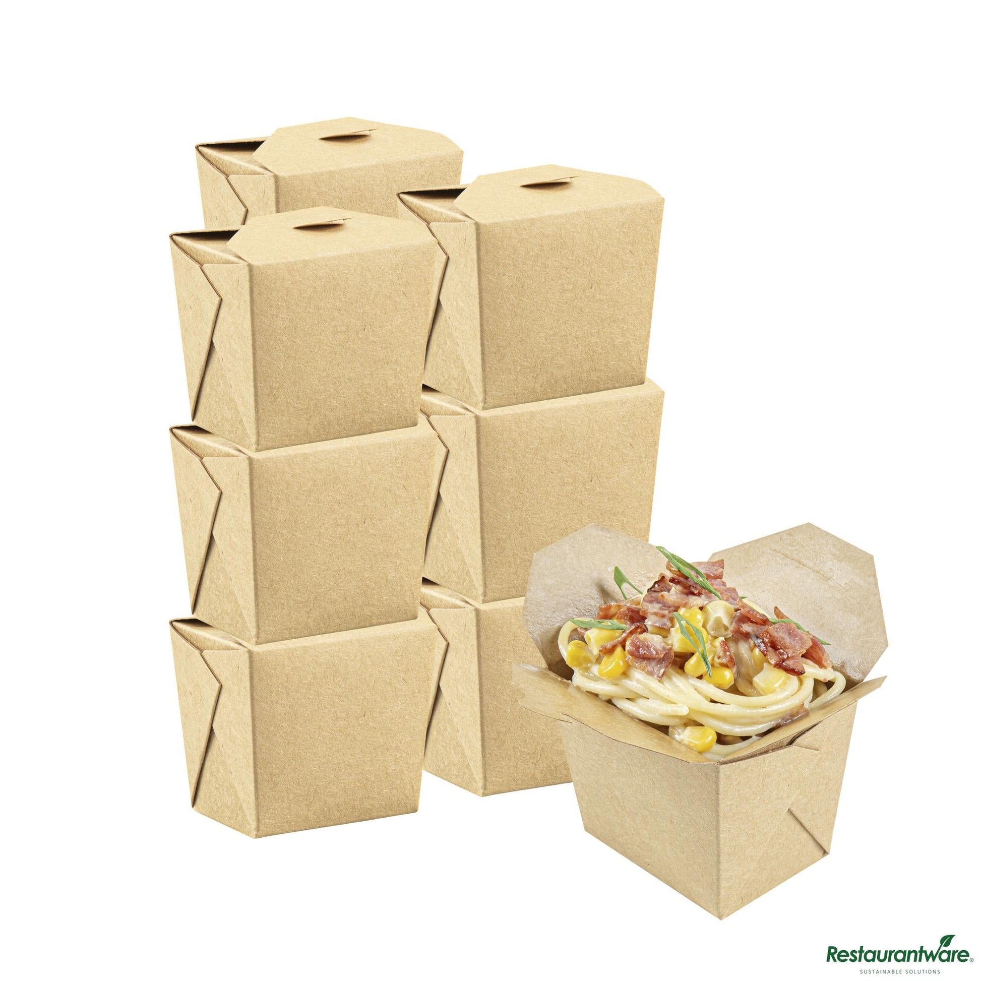 Wholesale Restaurantware Bio Tek 8 Oz Square Kraft Paper Microwavable Noodle Take Out Container - 2 3/4" X 2 1/4" X 2 1/2"- Bulk