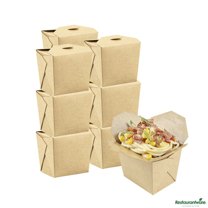 Wholesale Restaurantware Bio Tek 8 Oz Square Kraft Paper Microwavable Noodle Take Out Container - 2 3/4" X 2 1/4" X 2 1/2"- Bulk