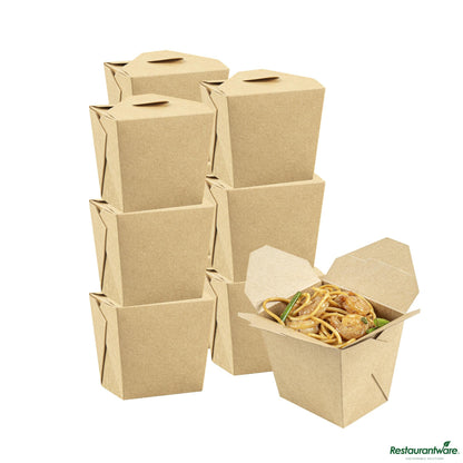 Wholesale Restaurantware Bio Tek 16 Oz Square Kraft Paper Microwavable Noodle Take Out Container - 3 1/2" X 3" X 3 1/4"- Bulk