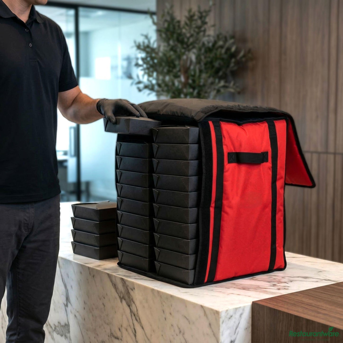 Wholesale Restaurantware Delivery Tek Red Pizza Bag - Holds 10-18", Insulated - 19" X 19" X 23"- Bulk