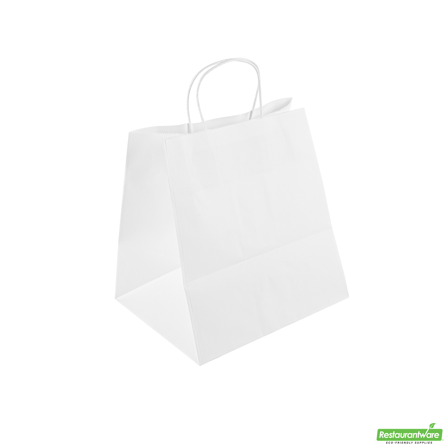 Wholesale Restaurantware Saving Nature White Paper Retail Bag - with Handles - 10 1/4" X 7 3/4" X 10 1/2" - 100 Count Box- Bulk