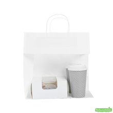 Wholesale Restaurantware Saving Nature White Paper Retail Bag - with Handles - 10 1/4" X 7 3/4" X 10 1/2" - 100 Count Box- Bulk
