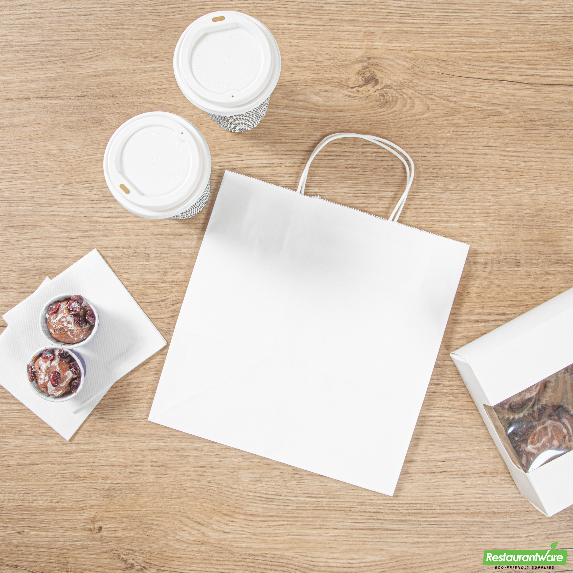 Wholesale Restaurantware Saving Nature White Paper Retail Bag - with Handles - 10 1/4" X 7 3/4" X 10 1/2" - 100 Count Box- Bulk