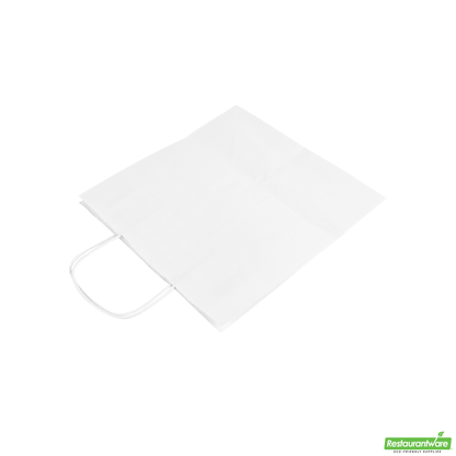 Wholesale Restaurantware Saving Nature White Paper Retail Bag - with Handles - 10 1/4" X 7 3/4" X 10 1/2" - 100 Count Box- Bulk