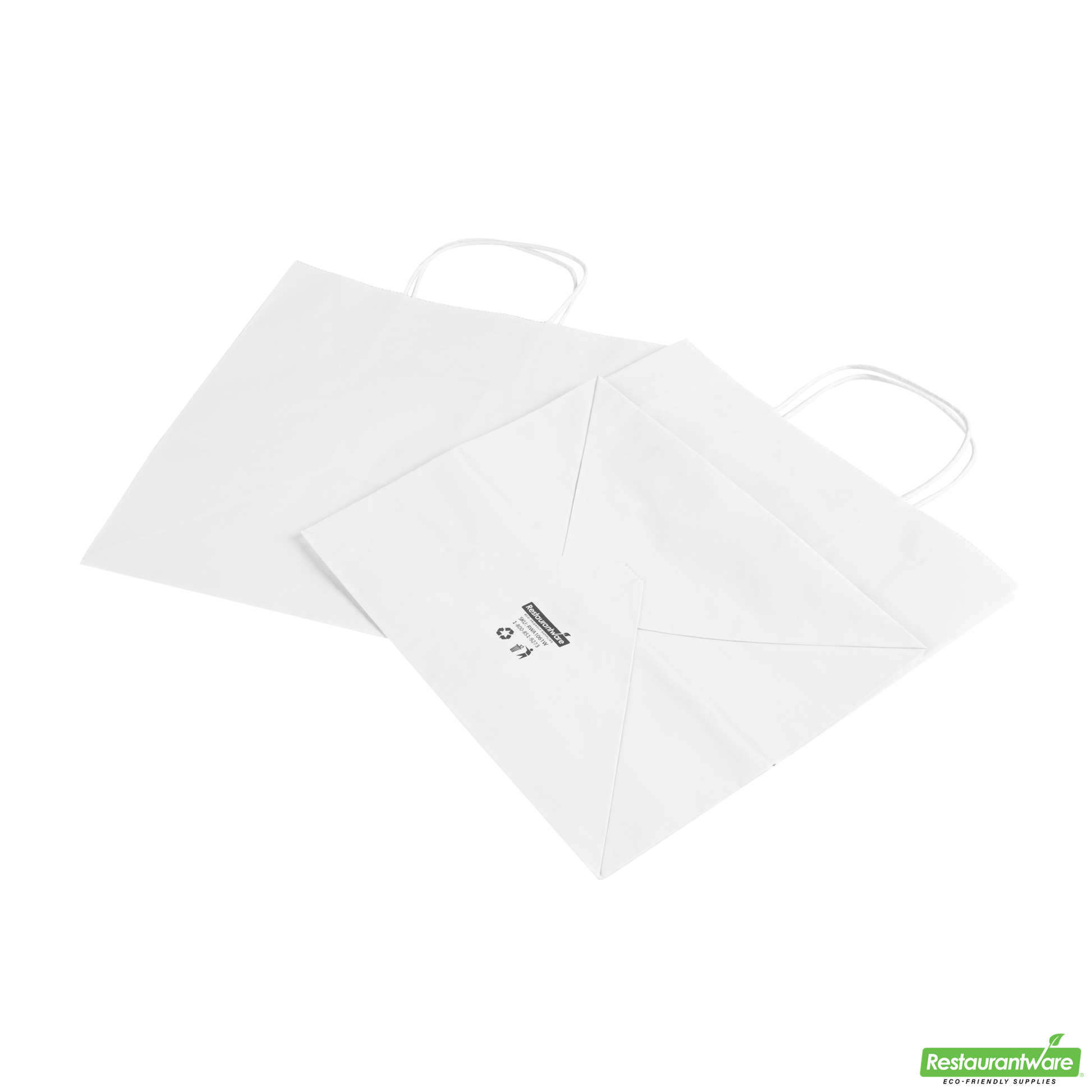 Wholesale Restaurantware Saving Nature White Paper Retail Bag - with Handles - 10 1/4" X 7 3/4" X 10 1/2" - 100 Count Box- Bulk