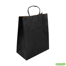 Wholesale Restaurantware Saving Nature Black Paper Retail Bag - with Handles - 10 1/4" X 5 1/2" X 12 1/2" - 100 Count Box- Bulk