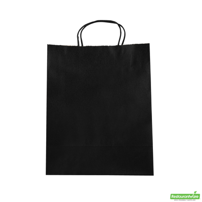 Wholesale Restaurantware Saving Nature Black Paper Retail Bag - with Handles - 10 1/4" X 5 1/2" X 12 1/2" - 100 Count Box- Bulk