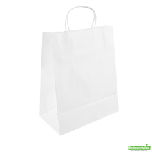 Wholesale Restaurantware Saving Nature White Paper Retail Bag - with Handles - 10 1/4" X 5 1/2" X 12 1/2" - 100 Count Box- Bulk