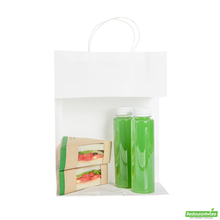 Wholesale Restaurantware Saving Nature White Paper Retail Bag - with Handles - 10 1/4" X 5 1/2" X 12 1/2" - 100 Count Box- Bulk