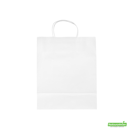 Wholesale Restaurantware Saving Nature White Paper Retail Bag - with Handles - 10 1/4" X 5 1/2" X 12 1/2" - 100 Count Box- Bulk