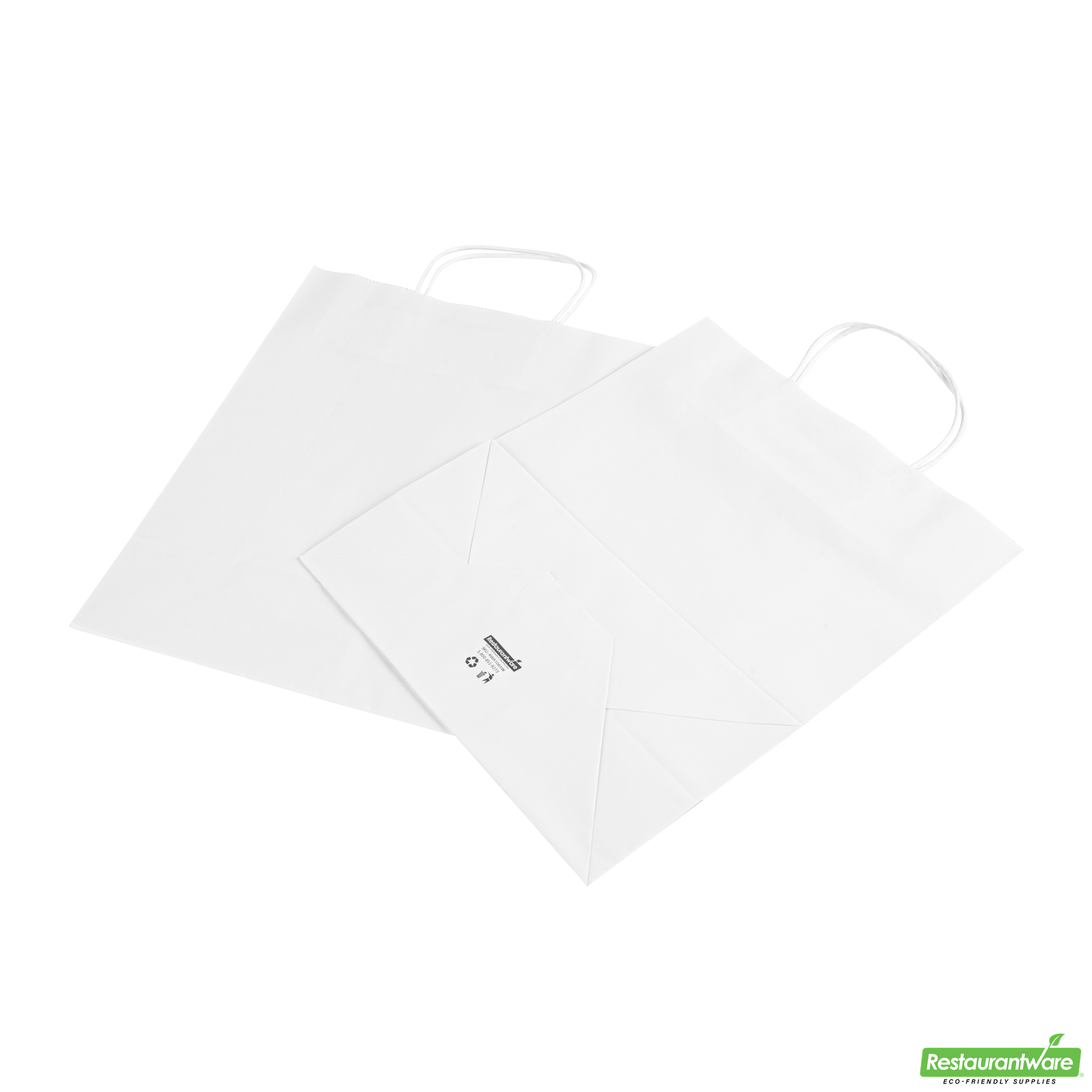 Wholesale Restaurantware Saving Nature White Paper Retail Bag - with Handles - 10 1/4" X 5 1/2" X 12 1/2" - 100 Count Box- Bulk
