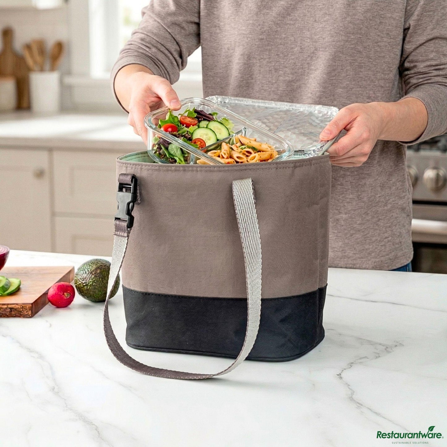 Wholesale Restaurantware Bento Tek Buddha Box Insulated Lunch Bag - 8 3/4" X 5 1/2" X 7 3/4"- Bulk
