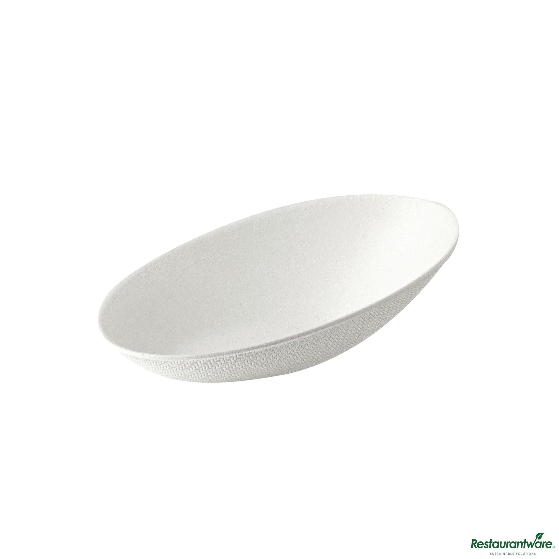 Wholesale Restaurantware Pulp Safe No Pfas Added White Sugarcane / Bagasse Egg-Shaped Tasting Dish - Home Compostable - 3 1/4" X 2" X 1"- Bulk