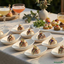 Wholesale Restaurantware Pulp Safe No Pfas Added White Sugarcane / Bagasse Egg-Shaped Tasting Dish - Home Compostable - 3 1/4" X 2" X 1"- Bulk