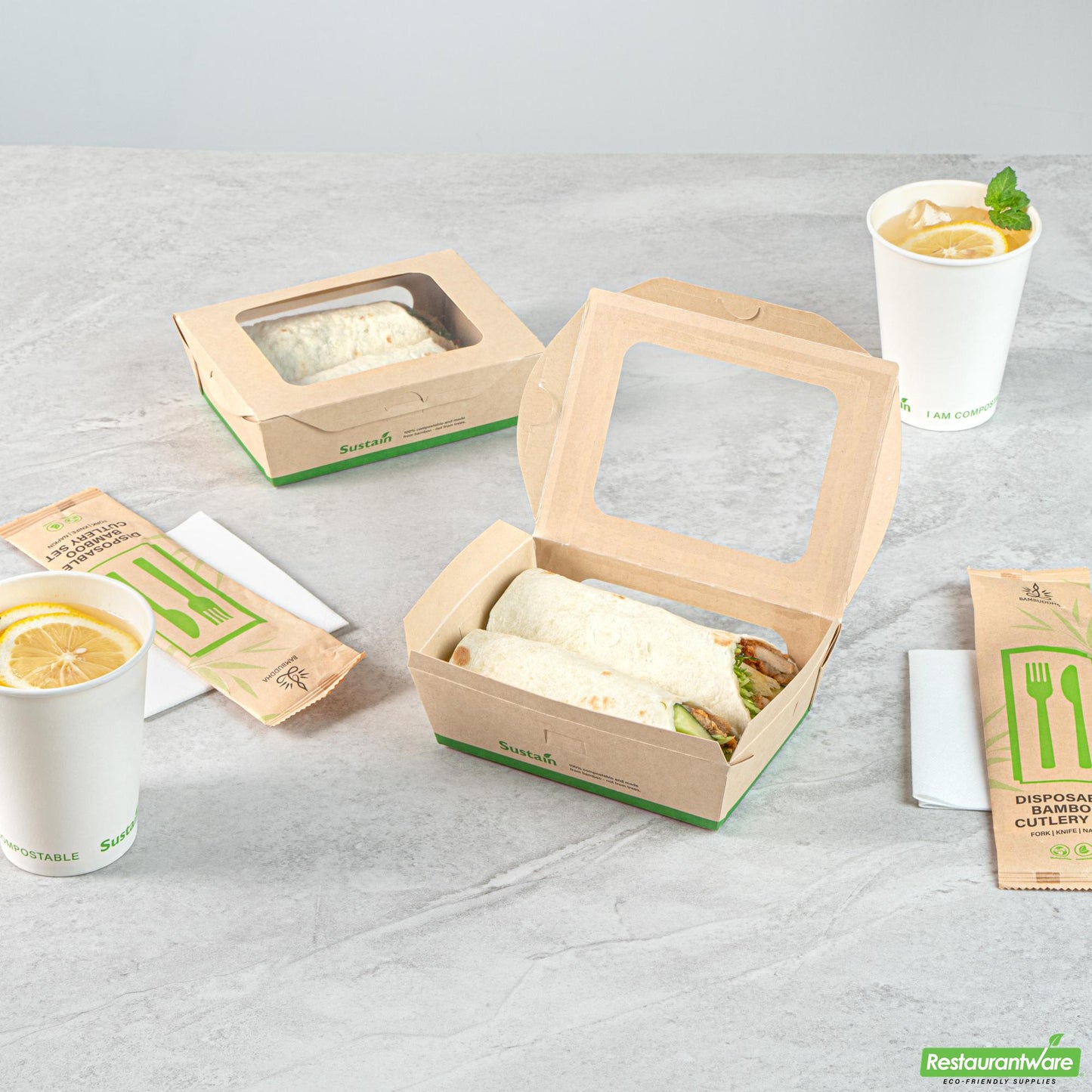Wholesale Restaurantware 28 Oz Bamboo Paper Small Bio Take Out Container - 6.3" X 4.7" X 2"- Bulk