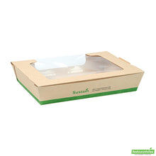 Wholesale Restaurantware 40 Oz Bamboo Paper Large Bio Salad Box - 8.3" X 6.3" X 1.6"- Bulk