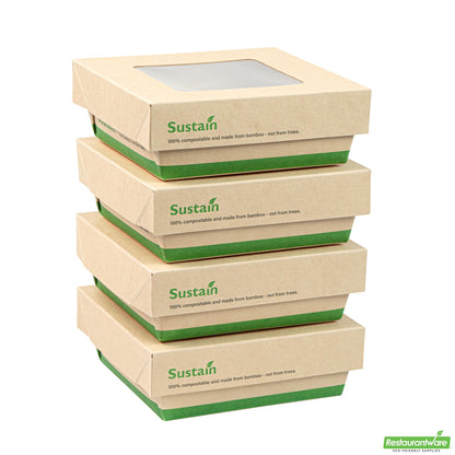 Wholesale Restaurantware Sustain 13 Oz Bamboo Paper Small Take Out Container - 4 1/2" X 4 1/2" X 1 1/2"- Bulk