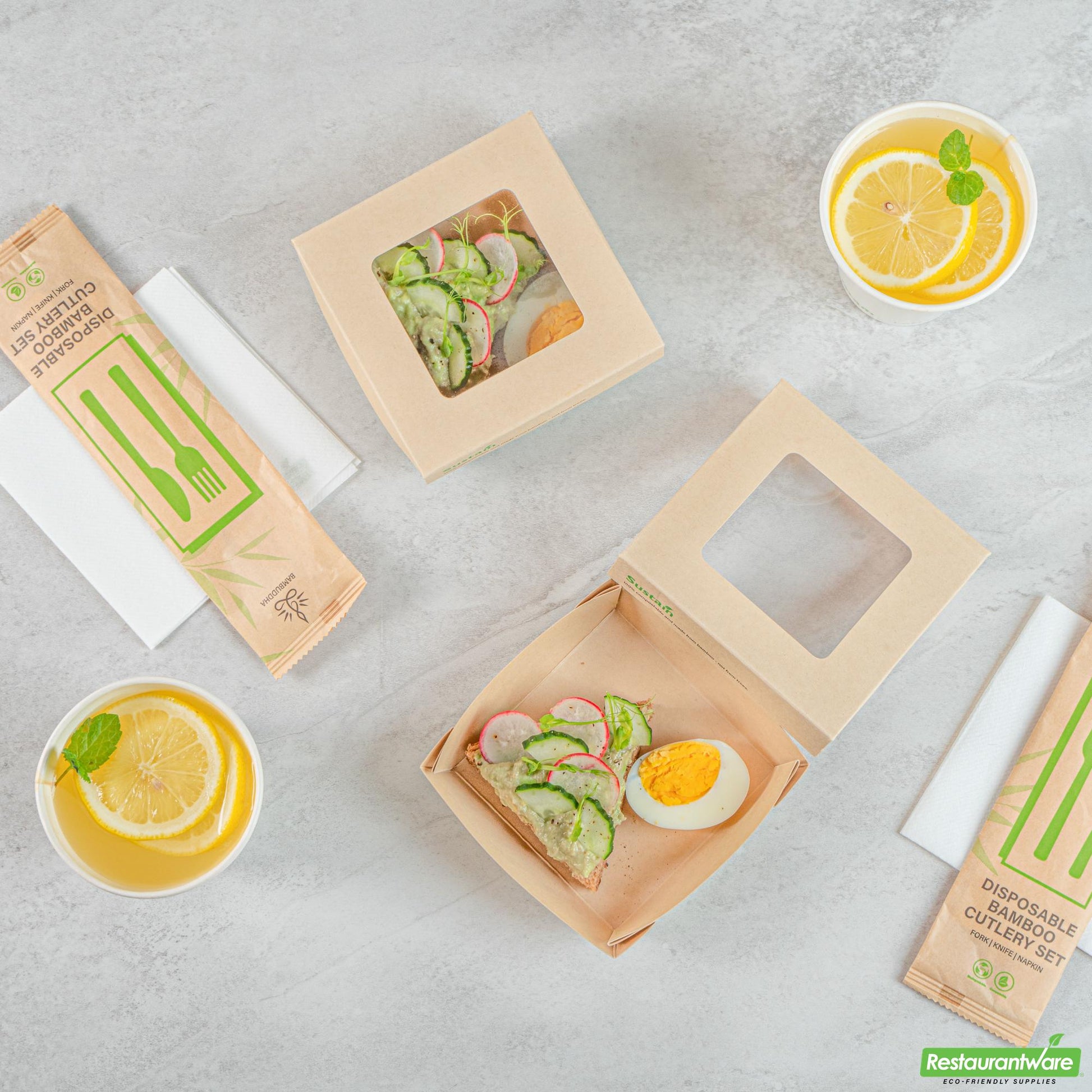 Wholesale Restaurantware Sustain 13 Oz Bamboo Paper Small Take Out Container - 4 1/2" X 4 1/2" X 1 1/2"- Bulk