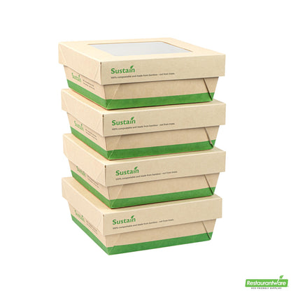 Wholesale Restaurantware 27 Oz Bamboo Paper Medium Take Out Container - 5.3" X 5.3" X 2"- Bulk