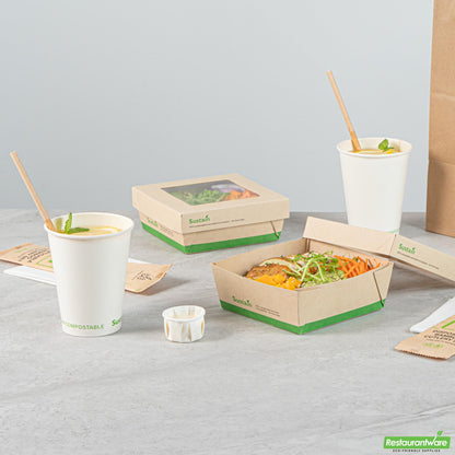 Wholesale Restaurantware 27 Oz Bamboo Paper Medium Take Out Container - 5.3" X 5.3" X 2"- Bulk