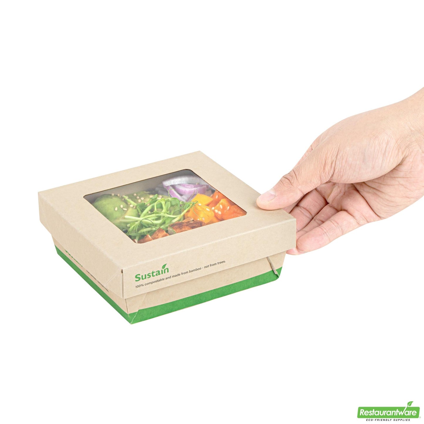 Wholesale Restaurantware 27 Oz Bamboo Paper Medium Take Out Container - 5.3" X 5.3" X 2"- Bulk