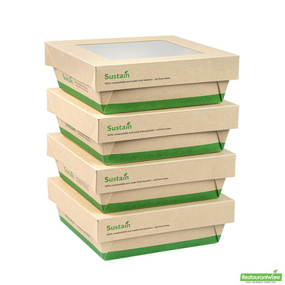 Wholesale Restaurantware Sustain 34 Oz Bamboo Paper Large Take Out Container - 6" X 6" X 2"- Bulk