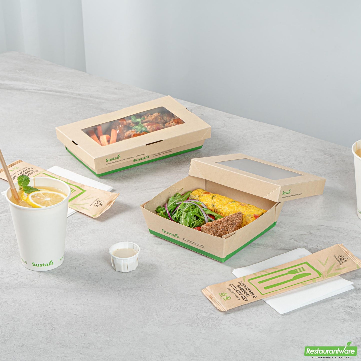 Wholesale Restaurantware Sustain 34 Oz Bamboo Paper Large Take Out Container - 6" X 6" X 2"- Bulk