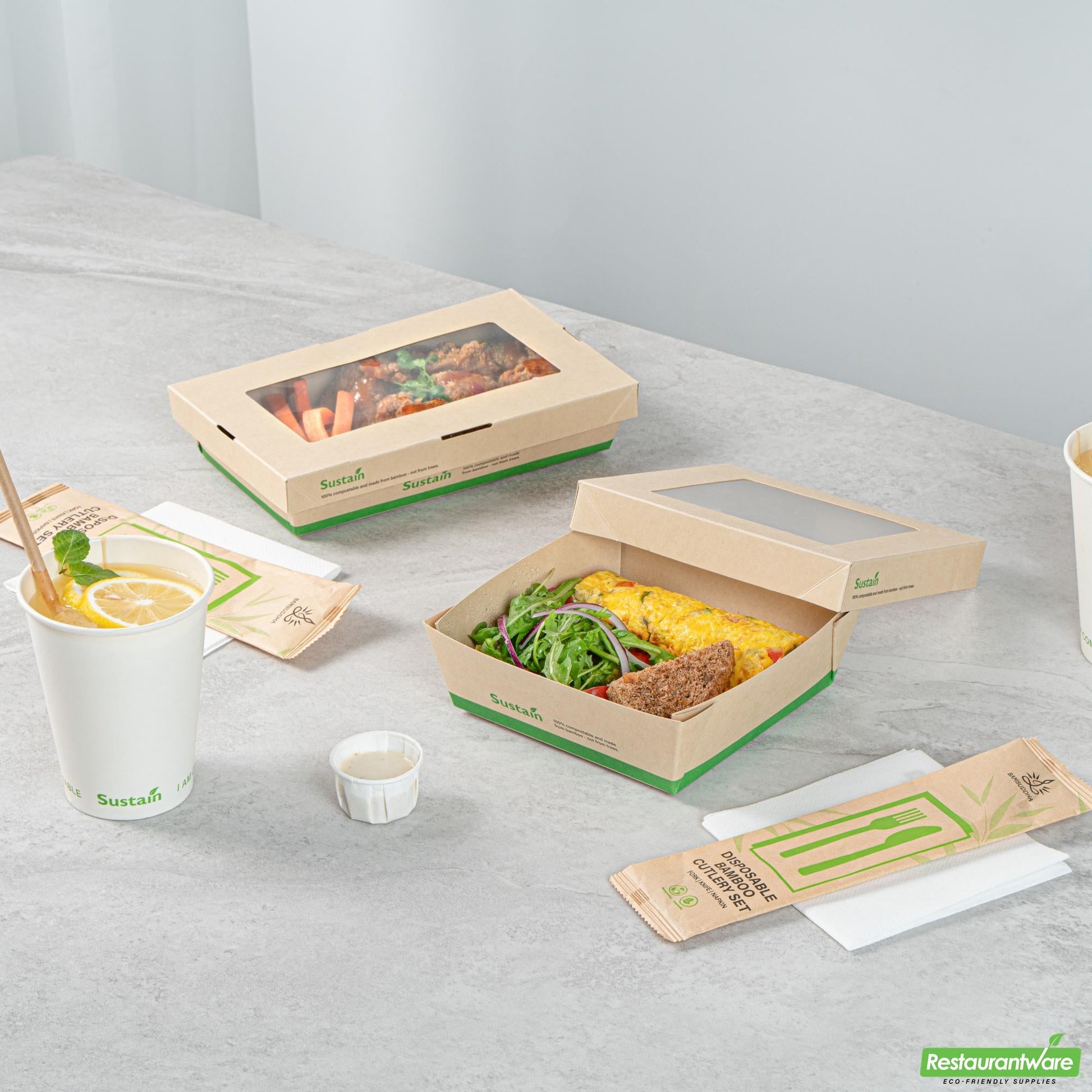Wholesale Restaurantware Sustain 34 Oz Bamboo Paper Large Take Out Container - 6" X 6" X 2"- Bulk