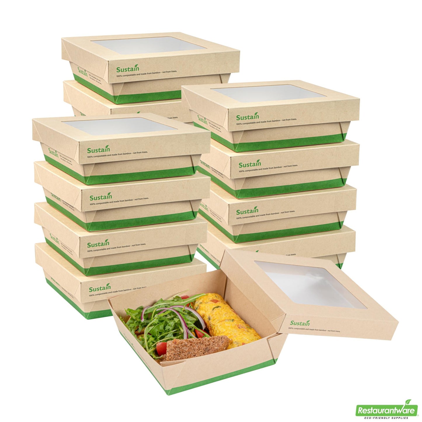 Wholesale Restaurantware Sustain 34 Oz Bamboo Paper Large Take Out Container - 6" X 6" X 2"- Bulk