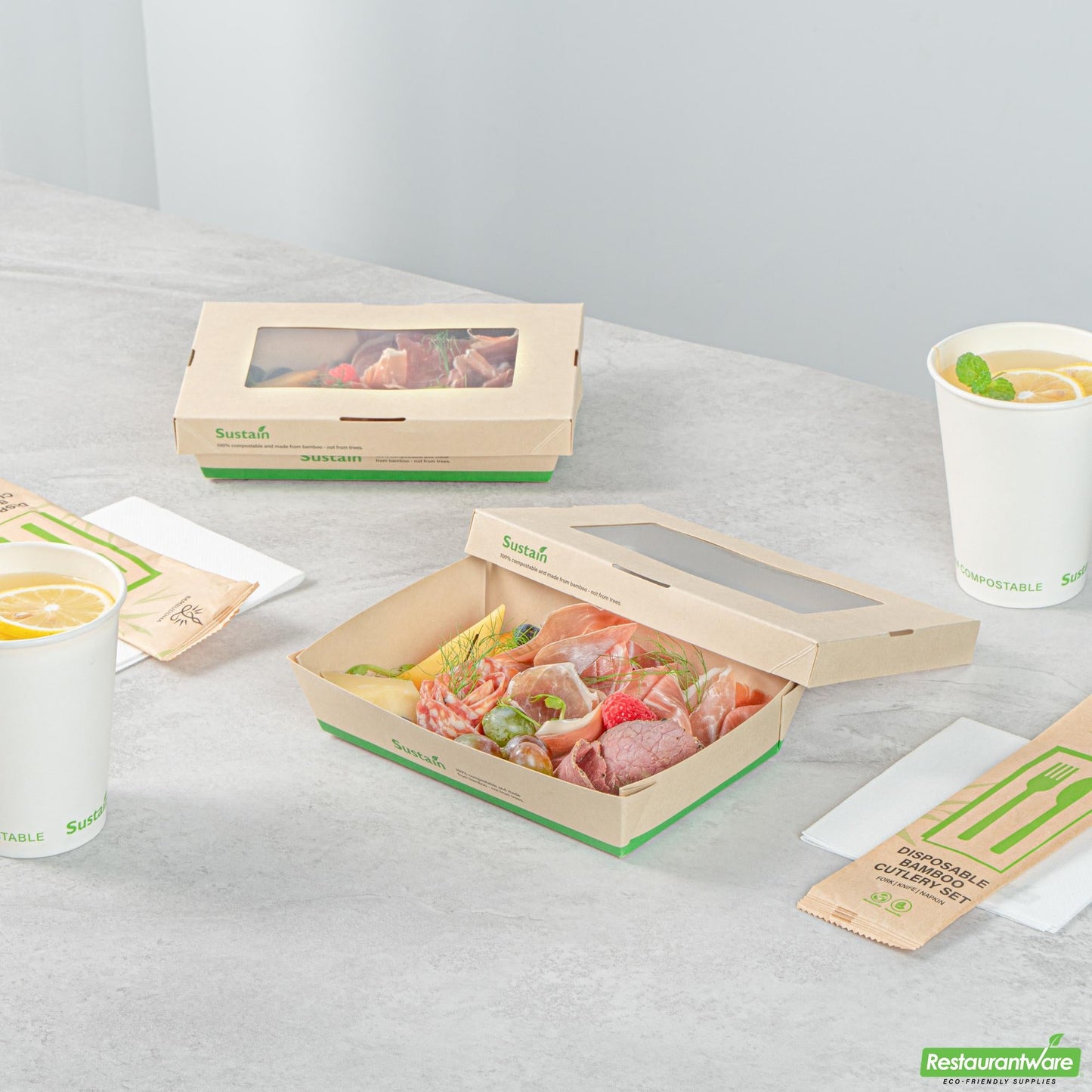 Restaurantware 28 Oz Bamboo Paper Small Take Out Container - 7.5" X 5.1" X 1.6"