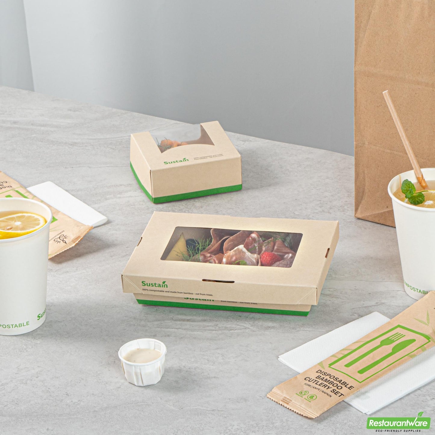 Restaurantware 28 Oz Bamboo Paper Small Take Out Container - 7.5" X 5.1" X 1.6"