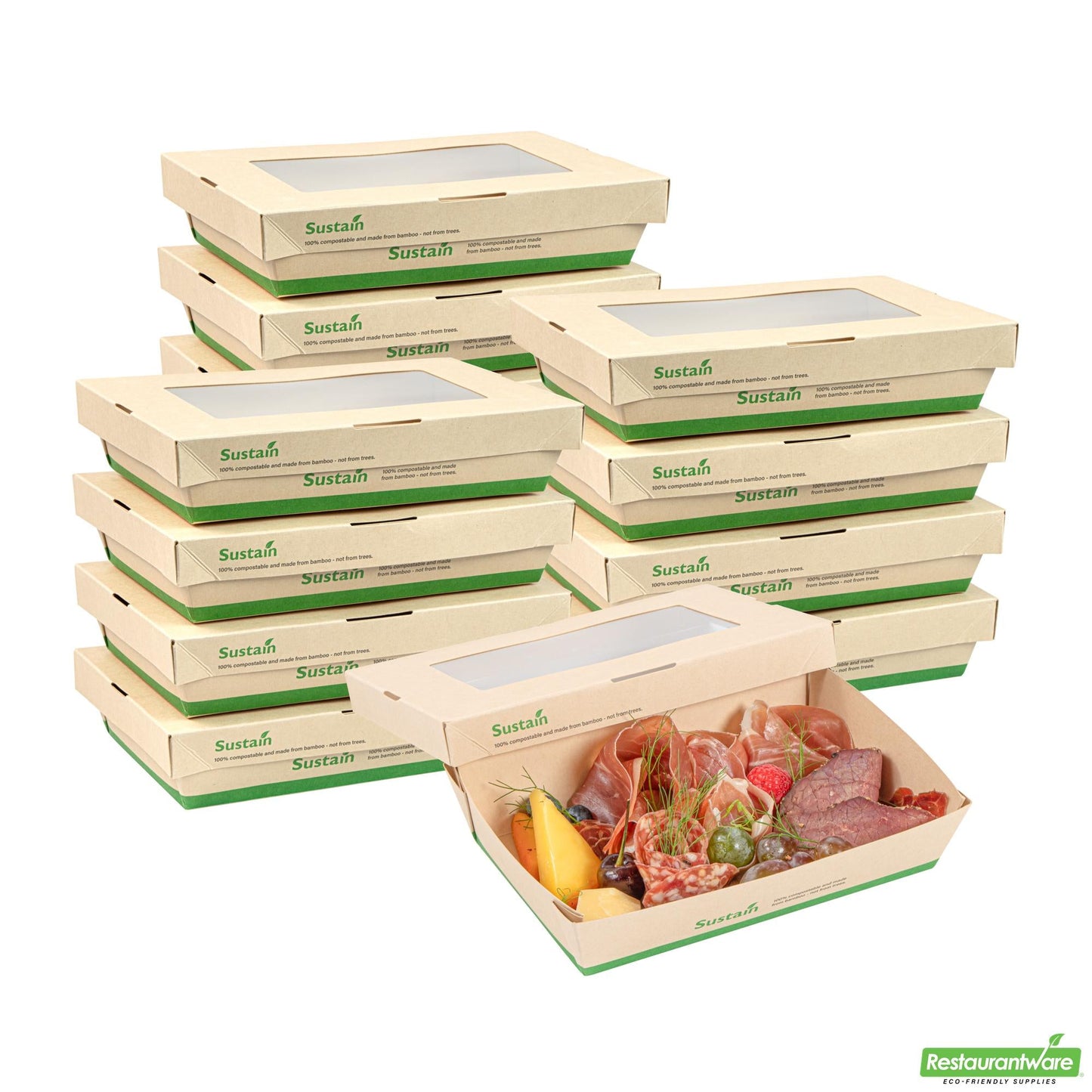 Restaurantware 28 Oz Bamboo Paper Small Take Out Container - 7.5" X 5.1" X 1.6"