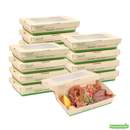 Restaurantware 28 Oz Bamboo Paper Small Take Out Container - 7.5" X 5.1" X 1.6"