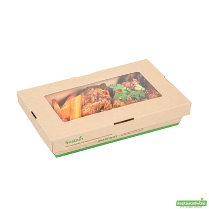 Restaurantware Sustain 34 Oz Bamboo Paper Large Take Out Container - 8 1/2" X 5 1/4" X 1 1/2"